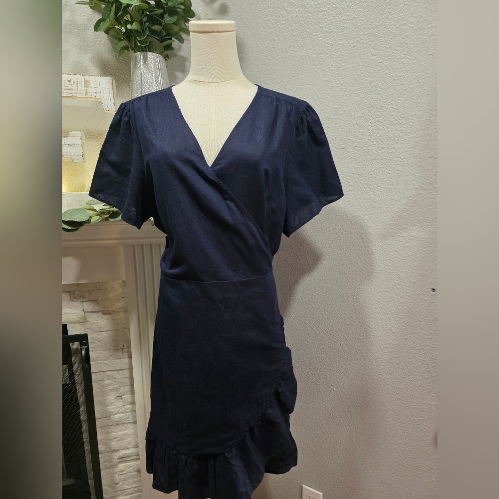 GAP Navy Wrap Midi Dress